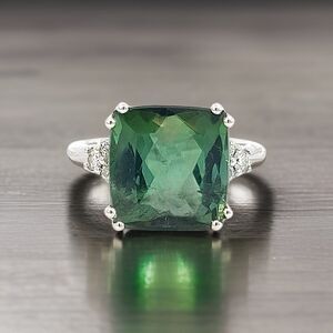 Natural Tourmaline Diamond Ring 7 14k WG 8.27 TCW Certified $5,950 311035